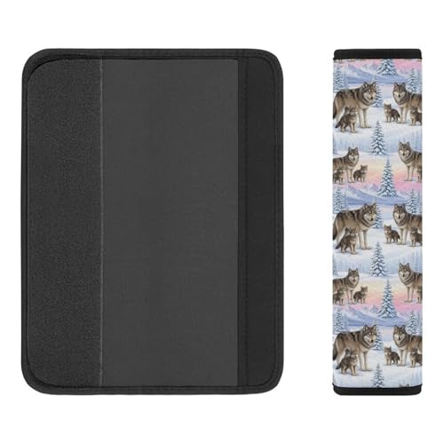 2 Pack Soft Padded Seat Belt Cover for Girls and Boys, All Vehicles, Wolf Wolves Family Harness Pads Strap, Anti-Slip Pad - color: Pattern 635
