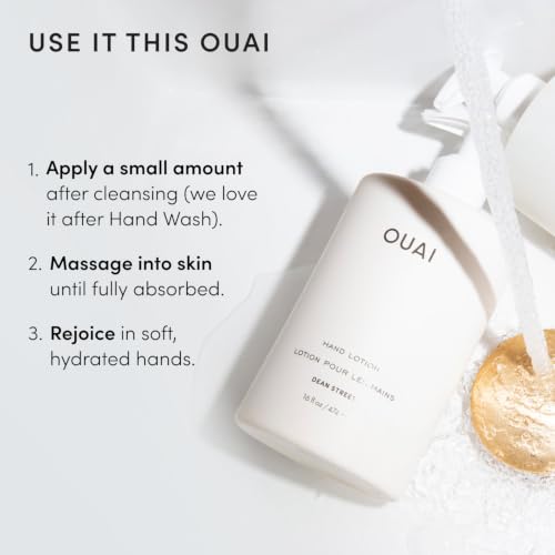 OUAI Hand Lotion - Daily, Lightweight, Hydrating Lotion for Dry Skin - Made with Avocado, Rosehip and Jojoba Oil to Lock in Moisture - Never Greasy (16 Fl Oz) - size: 16 Fl Oz (Pack of 1)