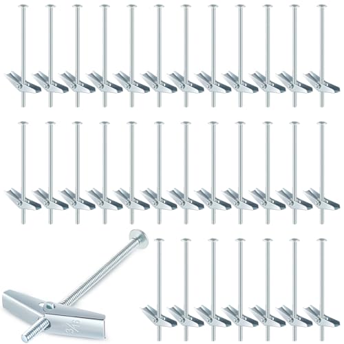 Yaocom 100 pcs 3/16'' x 4'' Toggle Bolts Butterfly Screws Anchors Heavy Duty Wall Anchors for Drywall with Wing Nuts for Hanging Heavy Objects on Drywall - size: 3/16" X 4"