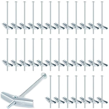 Yaocom 100 pcs 3/16'' x 4'' Toggle Bolts Butterfly Screws Anchors Heavy Duty Wall Anchors for Drywall with Wing Nuts for Hanging Heavy Objects on Drywall - size: 3/16" X 4"