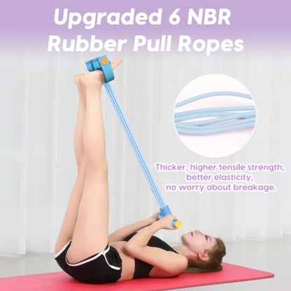 Resistance Bands with Handles, 6-Tube Elastic Pedal Resistance Band for Working Out, Durable Natural Rubber Exercise Bands, Multifunction Exercise Equipment for Abdomen, Waist, Arm, Leg Stretching - color: Full Blue