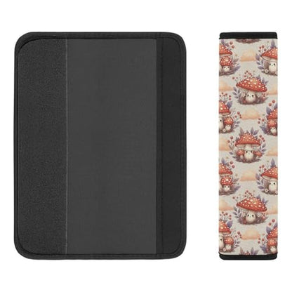 Breathable Seat Belt Shoulder Pad for Adults and Children, Stroller Pushchair High Chair, 2 Pack Cute Cartoon Mushroom Red Neck Strap Covers Easy Install (No Tool) - color: Pattern 364