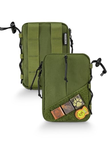 TACTICAL GEEK Block E4.0 EDC Compact Waist Pouch, Utility Pocket Organizer with Elastic Cord, Nylon Dual-Directional Zippers Tool Pouch, Multi-Purpose Small Gadget Organization for Daily Carry（Green） - color: E4.0-Green