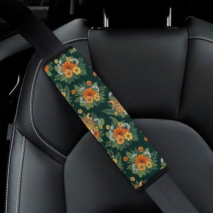 1 Pair Leopard Tropical Leaves Cheetah Animal Seat Belt Shoulder Pad Soft Padded Seat Belt Cushion for Adult Use, Stroller Pushchair High Chair, Pressure Relief - color: Pattern 1233