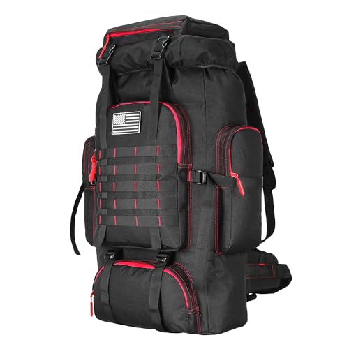 Hiking Backpack for Men 70L/100L Camping Backpack Military Rucksack Molle 3 Days Assault Pack for Climbing | Camping Backpack - color: 70l-blackred