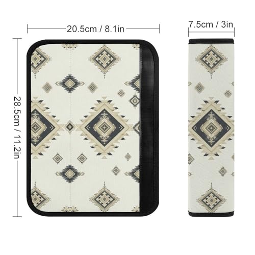 2 Pack Rustic Aztec Western Geometric Grey Car Seat Straps Shoulder Pads Breathable Shoulder Protector for Elderly Support, Most Cars, Pressure Relief - color: Pattern 577