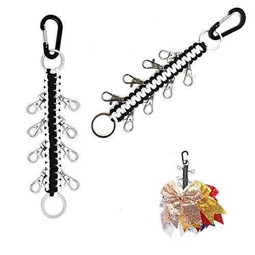 10 Inch Handmade Cheer Bows Holder 2 Pcs for Cheerleading Teen Girls High School - color: Black & White