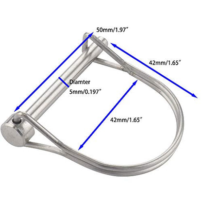 2 Pack Safety Coupler Pin 0.197" x 1.97"(5mm x 50mm), Full Marine Grade 316 Stainless Steel Heavy Duty Shaft Locking Pin