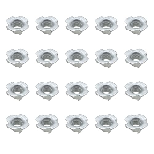 20 Pcs T-Nuts,ULIFESTAR 4 Pronged Tee Nuts Assortment Kit for Rock Climbing Holds,Wood,Cabinetry(M8) - size: M8