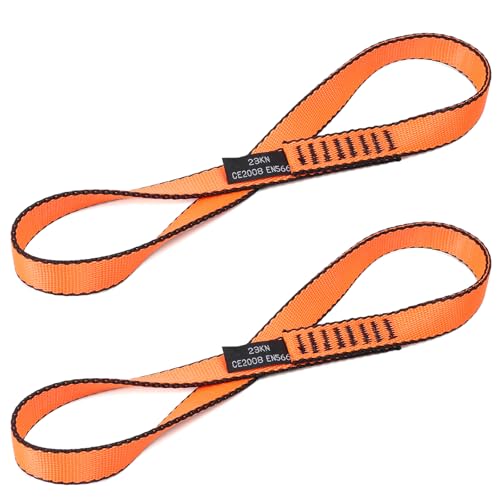 18MM Nylon Climbing Sling Runner 23KN CE2008/EN566 Strong Webbing Straps for Rock Climbing,Mountaineering, Rappelling, Swing, Yoga Hammock etc - color: Orange, size: 30cm/ 12inch |Pack of 2