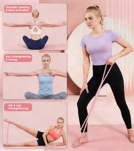 Resistance Bands with Handles, 2 Pcs Figure 8 Exercise Bands for Arm, Back and Shoulder Training, Elastic Fitness Bands for Strength Training, Stretching, Yoga and Home Workouts - color: blue+purple