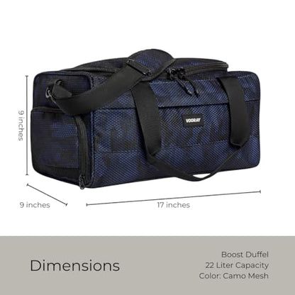 Vooray Boost Duffle Bag - 23L Small Gym Bag for Men and Women with Shoe Compartment, Key Clip, Water Bottle Pocket, Lightweight Travel Duffel for Sports, Training, Overnight Use (Camo Mesh) | Compact Duffle Bag for Sports, Travel, Shoe Compartment, Water