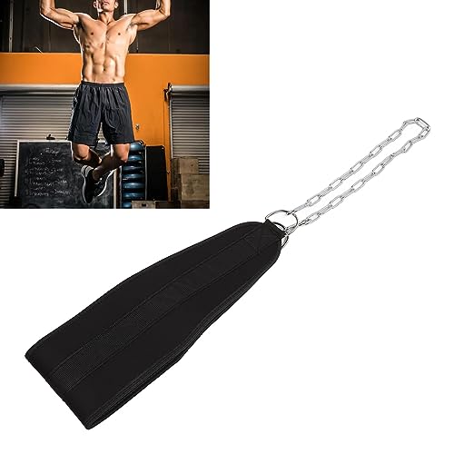 Weighted Dip Belt with Adjustable Metal Chain, Nylon Strength Training Weightlifting Belt for Pull Ups and Squats, Durable Waist Support Strap for Athletes