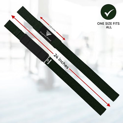Weight Lifting Straps,Powerlifting Deadlifting, Anti Slip 60CM Hand Bar Grip, 5MM Neoprene Wrist Support, Heavy Duty Weightlifting Bodybuilding Workout - color: Green