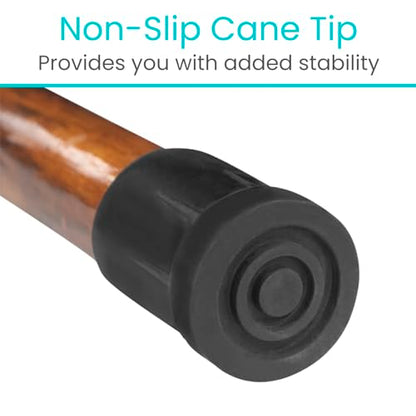 Vive Wooden Walking Stick for Hiking - Balance & Hiking Staff - Wood Walking Stick for Men, Women, Seniors - Strong, Non-Slip Wood Cane for Stability - Handcrafted, Waterproof, Leather Wrist Strap - style: 48 Inches