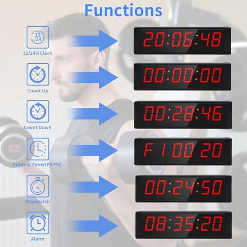 Large Stopwatch with Start/Stop Button, LED Digital Timer with Remote, Countdown Clock with Buzzer, Gym Clock for Home Gym, Interval Timer for Workout, Rechargeable (with Stand) - style: Rechargeable(with stand)