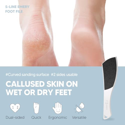 S-Line Emery Foot File & Foot Spray Set, Colossal Double-Sided Pedicure Tool, Effective for Cracked Heel, Ergonomic Design for Easy Grip, Dead Skin Remover, Callus Rasp, Scrubber - color: Set