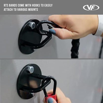 Valor Fitness Resistance Bands - 5lb to 25lbs - Carabiners Attached & 2 Bands per Weight Option with Handles– Sheath Covered - Strength Training New Compact 39" Design - Wall Door Rack Mount Options - color: Black -RTS-WALLattb