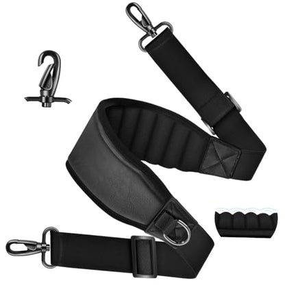 ZINMARK 60 inch Cushion Ultra Comfortable Bag Strap Thicken Shoulder Strap with Double Adjustable Buckles for Crossbody Bag - color: Black