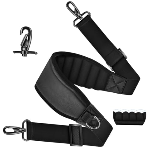 ZINMARK 60 inch Cushion Ultra Comfortable Bag Strap Thicken Shoulder Strap with Double Adjustable Buckles for Crossbody Bag - color: Black