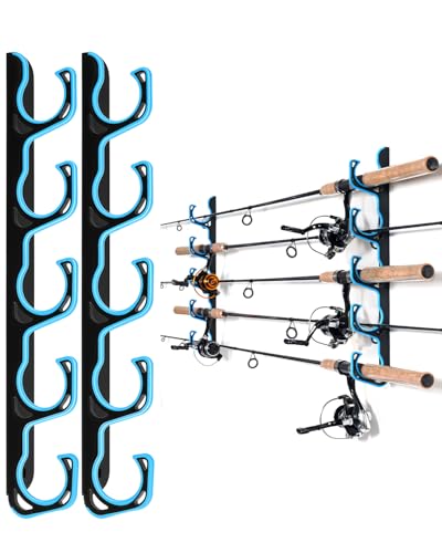Ghosthorn Fishing Rod Holders for Garage Fishing Pole Holders Ceiling or Wall Mounted Fishing Rod Rack garage Storage Organizer Fishing Gear Equipment for Men Women (Blue, 1 Pack) - color: Blue, size: 1 pack holds up 5 rods