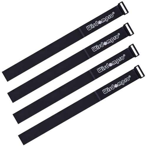 Wisdompro Extra Large 4 Pack 2x48" Hook and Loop Tie Down Straps Heavy Duty | Durable Nylon, Reusable, Long, Wide, Black, Functional, Adjustable Fastening Cinch Strap Cable Cord for Home, Office, Outdoor - size: Extra Large 4 Pack, 2 x 48 Inch