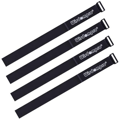 Wisdompro Extra Large 4 Pack 2x48" Hook and Loop Tie Down Straps Heavy Duty | Durable Nylon, Reusable, Long, Wide, Black, Functional, Adjustable Fastening Cinch Strap Cable Cord for Home, Office, Outdoor - size: Extra Large 4 Pack, 2 x 48 Inch
