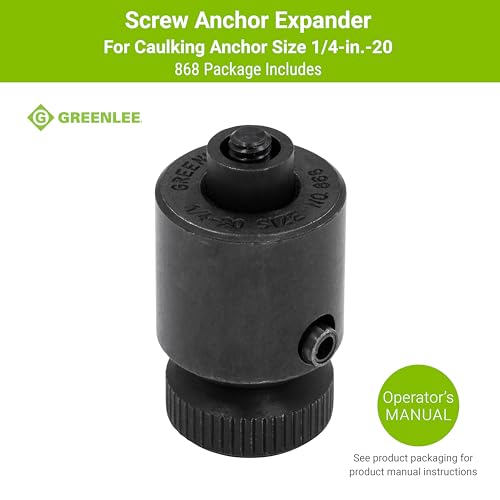 Greenlee 868 Screw Anchor Expander for Caulking Anchor Size 1/4-20, Heavy-Duty Screw Anchor Expanding Tool - size: Belt Size 1/4-Inch to 20