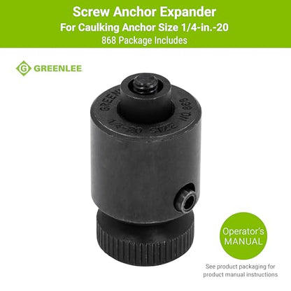 Greenlee 868 Screw Anchor Expander for Caulking Anchor Size 1/4-20, Heavy-Duty Screw Anchor Expanding Tool - size: Belt Size 1/4-Inch to 20