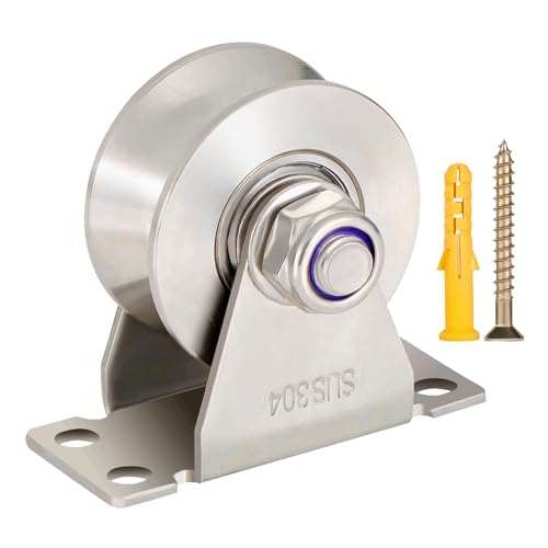 V Type Groove Wheel Pulley Stainless Steel Pulley Block Super Silent Single,Pulley Block for DIY Gym Equipment,Sliding Gate Detachable Duplex Bearing with Mounting Screws and Expansion Pipes - size: 1 Pack V Type