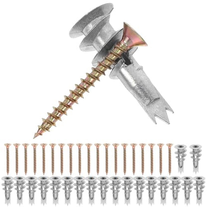20 Sets Hollow Wall Anchors and Screw Kit with Spiral Design for Secure Fixing, Zinc Alloy and Iron Material, for Hanging Bathroom and Kitchen Accessories