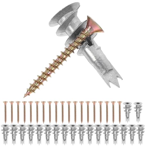 20 Sets Hollow Wall Anchors and Screw Kit with Spiral Design for Secure Fixing, Zinc Alloy and Iron Material, for Hanging Bathroom and Kitchen Accessories