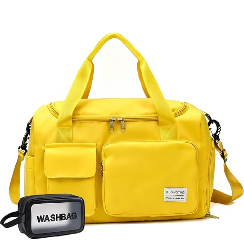 Small Gym Bag for Women, Travel Duffle Bag Carry On Weekender Bag with Shoe Compartment - color: 08#Yellow, style: Gym Bag&toiletry Bag