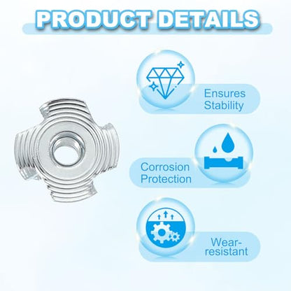 PATIKIL M4 T-Nuts, 40 Pcs Zinc Plated Steel 4-Pronged Tee Blind Nut 10 mm Length Four-jaw t Nuts Threaded Inserts Hardware for Wood Furniture Cabinetry Rock Climbing Holds - size: M4x10 mm