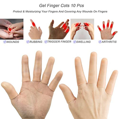 GELMAY 22Pcs Gel Finger Cots Cut Resistant Gloves Set, Sleeves Guards Protectors Cutting Covers Protection Gaming Fingertips Touch