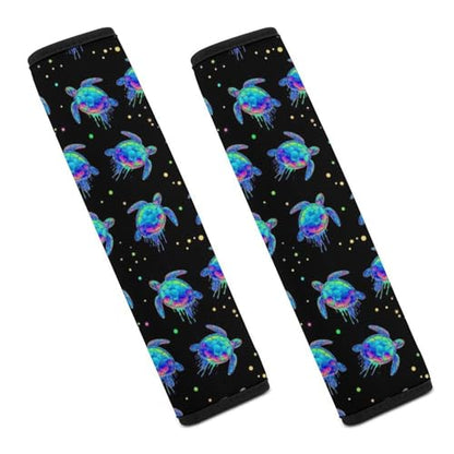 2 Pack Universal Soft and Comfortable Seat Belt Cover for Kids, Car Seats Pushchair Strollers High Chair Pushchair, Sea Turtles Blue Black Seat Belt Cushion - color: Pattern 1276