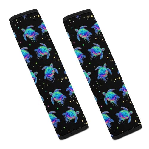 2 Pack Universal Soft and Comfortable Seat Belt Cover for Kids, Car Seats Pushchair Strollers High Chair Pushchair, Sea Turtles Blue Black Seat Belt Cushion - color: Pattern 1276