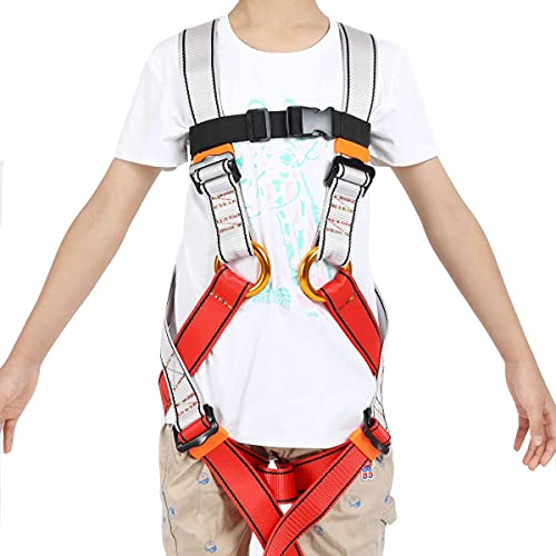 Kids Climbing Belt, Youth Full Body Safety Belt for Outdoor Expanding Training Caving, Zipline Belt Rappelling Equip - color: Size(10-13 Age)