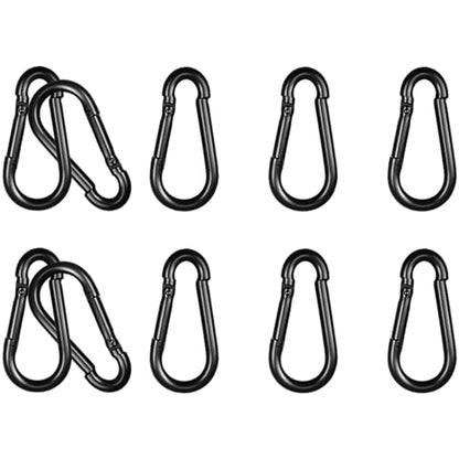 Heavy Duty Spring Snap Hook Carabiners, Galvanized Steel Quick Links, Spring Clips in Black & Silver, Multiple Sizes: 1.6Inch/2Inch/2.4Inch/3Inch/4Inch, for Swing Hammock Camping Keychain Outdoor - size: M5-10PCS, style: Black