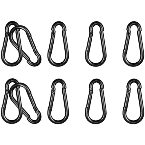 Heavy Duty Spring Snap Hook Carabiners, Galvanized Steel Quick Links, Spring Clips in Black & Silver, Multiple Sizes: 1.6Inch/2Inch/2.4Inch/3Inch/4Inch, for Swing Hammock Camping Keychain Outdoor - size: M5-10PCS, style: Black