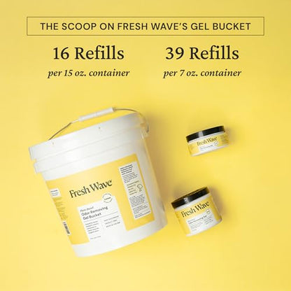 Fresh Wave Odor Eliminator Gel Bucket, 248 oz. Lemon Refill | EPA Safer Choice rated, No parabens or harsh chemicals, Refills up to 16 large gel jars, Pet-safe room deodorizer - size: 15.50 Pound (Pack of 1)