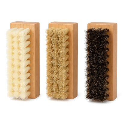 3 Small Shoe Brushes, Shoes Cleaning Brush Kit, Suede Shoe Cleaner, Boot White Sneaker Cleaner with Nylon Boar Horsehair Bristles Suede Brush for Canvas Leather Bags Jackets Scrub & Polish