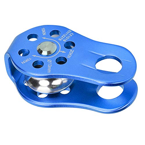 20KN Small Rope Pulley, Rock Climbing Pulley with Ball Bearings for Rock Climbing, Traction, Transportation, and More - color: Blue