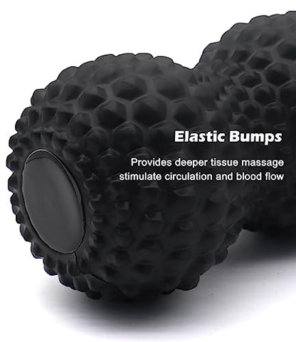 KITWILD Peanut Massage Ball, Double Lacrosse Massage Roller Ball, Black | Deep Tissue Muscle Massage, Physical Therapy, Myofascial Release, Muscle Knots, Yoga Therapy - color: Black
