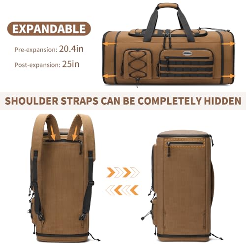 Bosstin Gym Bag for Men & Women,45L Travel Duffle Sports Duffel Bag Gym Weekender Overnight Backpack with Shoe Compartment (CAMEL CHECKERED) - color: CAMEL CHECKERED
