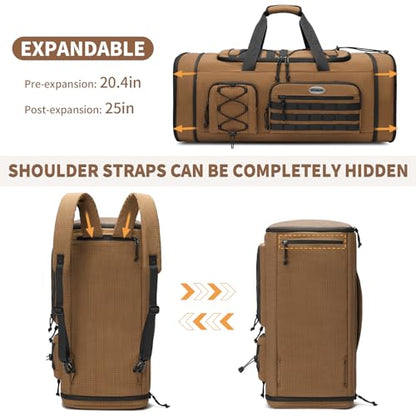 Bosstin Gym Bag for Men & Women,45L Travel Duffle Sports Duffel Bag Gym Weekender Overnight Backpack with Shoe Compartment (CAMEL CHECKERED) - color: CAMEL CHECKERED