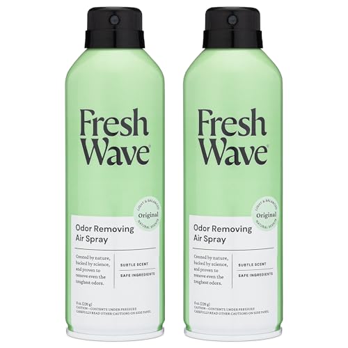 Fresh Wave Original Air Freshener Spray, 8 oz, 2-Pack Room Odor Eliminator | Non-aerosol fine mist, Plant oil formula, Paraben- and phthalate-free, Bathroom and pet area safe, Fabric and furniture use - size: 8 Ounce (Pack of 2)