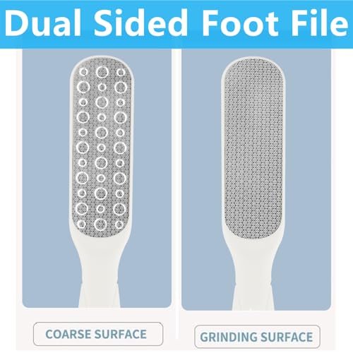 Fu Store 2 Pack Foot Files Callus Remover Stainless Steel Foot Rasp and Dual Sided Feet File Professional Scrubber Pedicure Tools Premium for Feet Care Remove Hard Skin, White - color: White