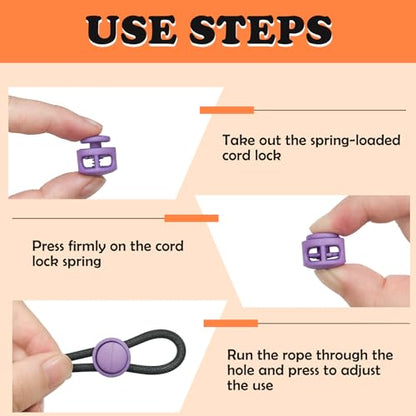 100 Pcs Coloful Plastic Spring Cord Locks for Drawstrings Double Hole Fastener Silder Toggles Clips for Buckle