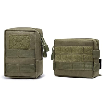 Azarxis Molle Pouches, Tactical Compact EDC Small Utility Pouch Waist Bags Sundries Storage Admin Organize Gear Gadget for Military Backpack - color: #04 Green - 5.91"x4.33" + 6.49"x4.53" - 2 Pack